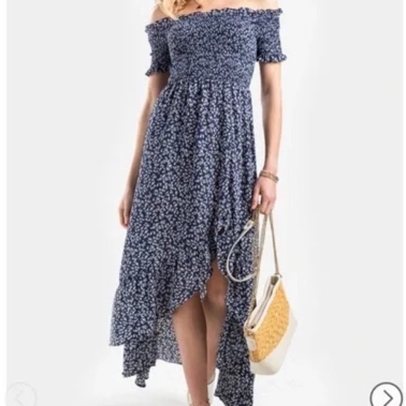 Mi Ami for Francesca’s| Blue Floral High Low Dress - Picture 1 of 2